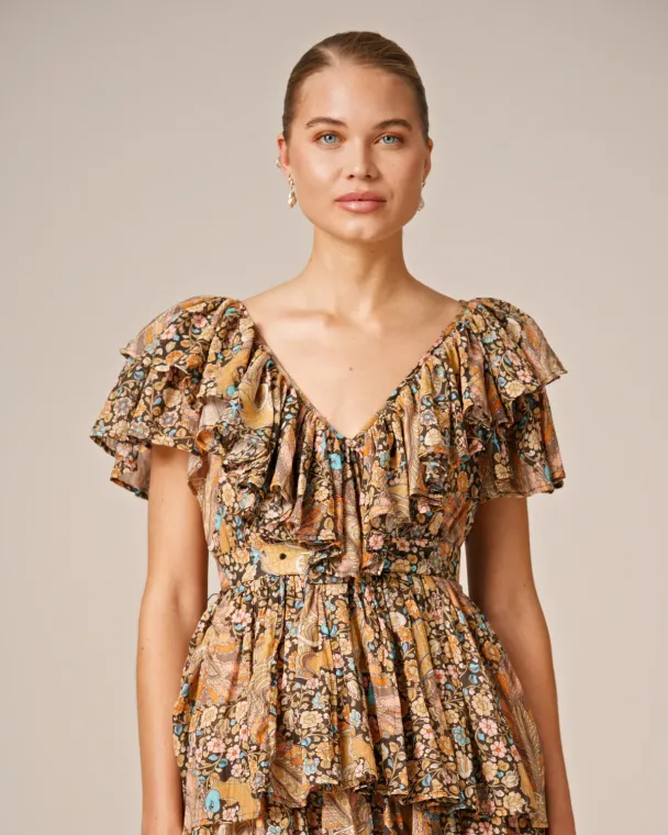 Bohemian Ruffle Dress - Feathers - Image 5
