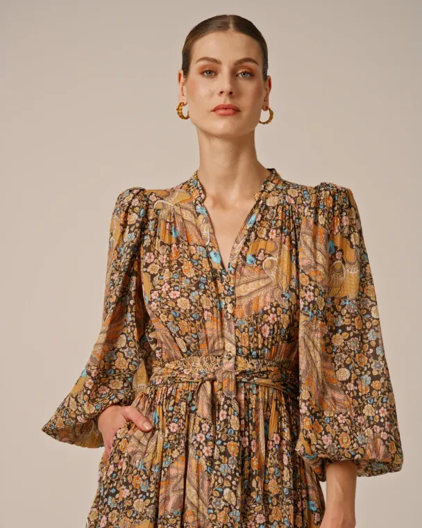 Bohemian Midi Dress - Feathers - Image 3