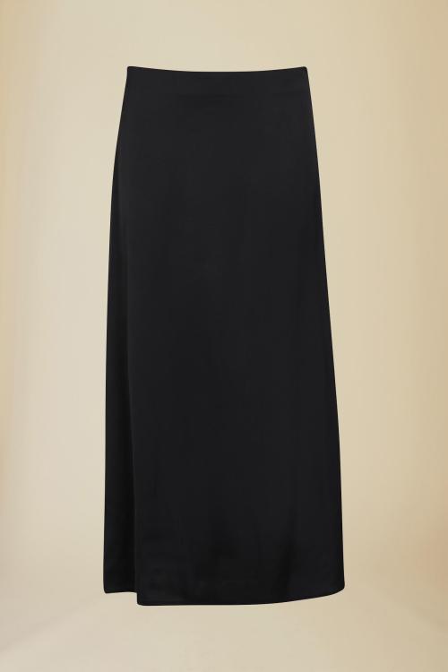 Rikke Viscose Satin Skirt - Black