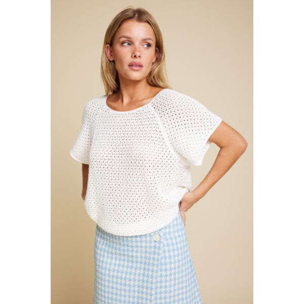 Granny Knitted Blouse - White