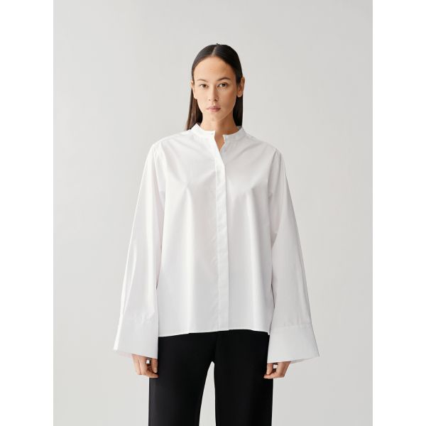 Collarless Wide Sleeve Shirt