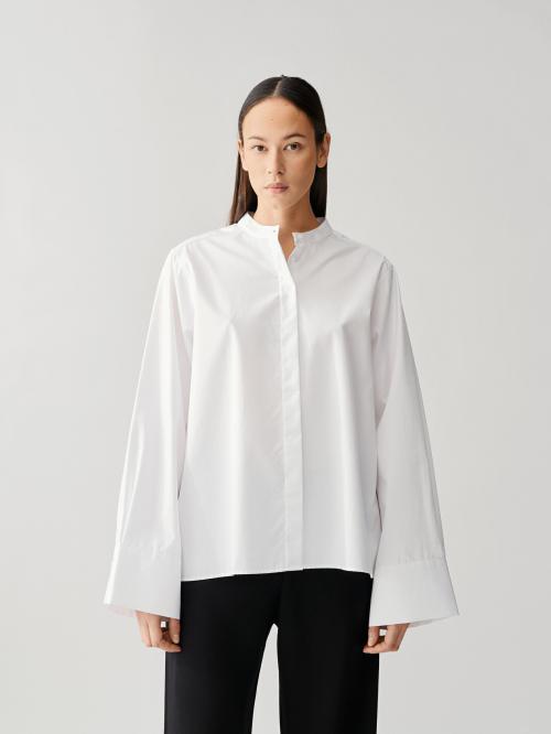 Collarless Wide Sleeve Shirt