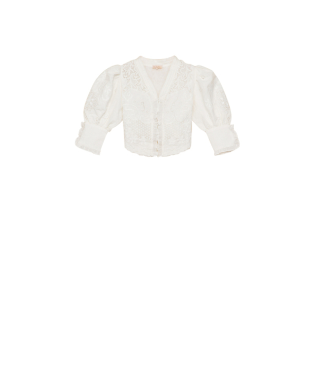 Linen Embroidery Jacket - White - Image 2
