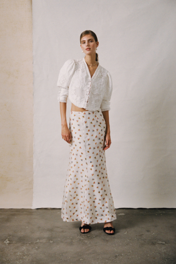 Linen Embroidery Jacket - White - Image 4