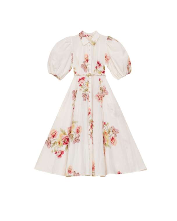Linen Button Down Dress - Rosette - Image 2