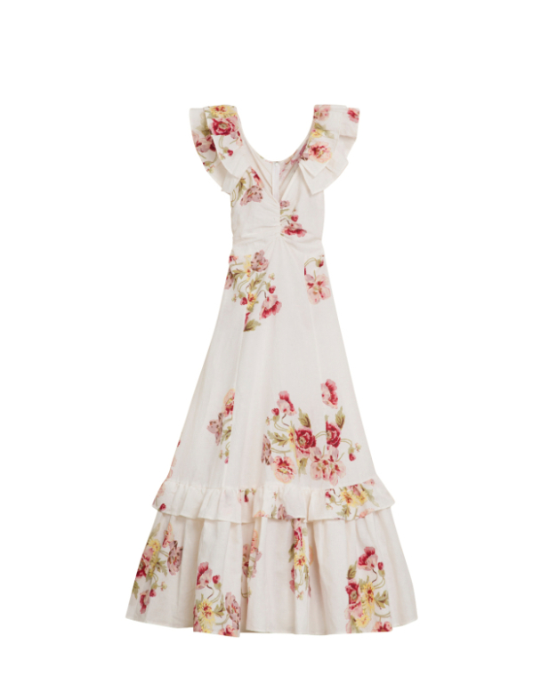 Linen Flounce Dress - Rosette - Image 2