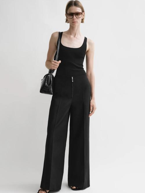 Zip-Front Wide Trousers