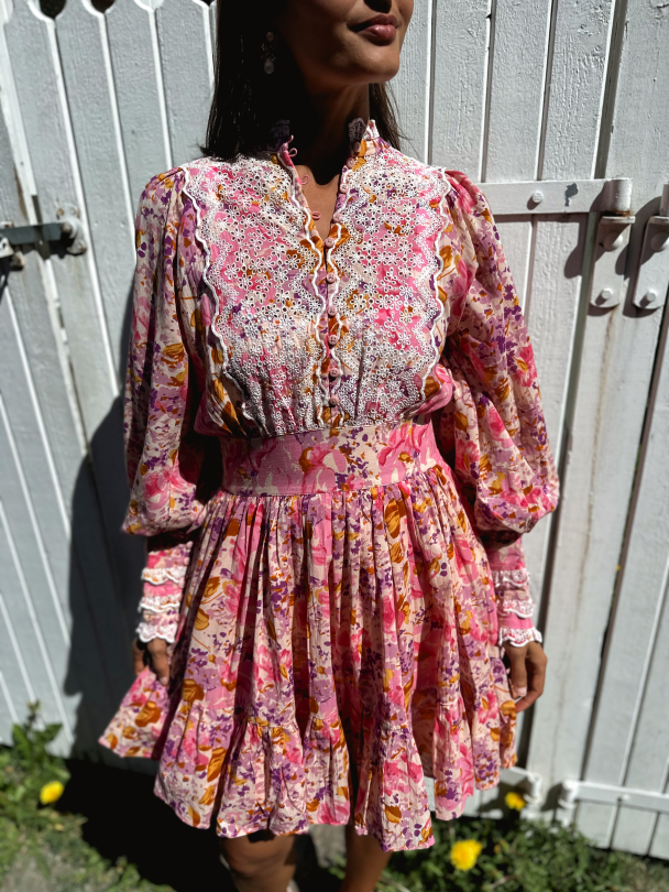 Cotton Slub Mini Dress - Hydrangea - Image 1