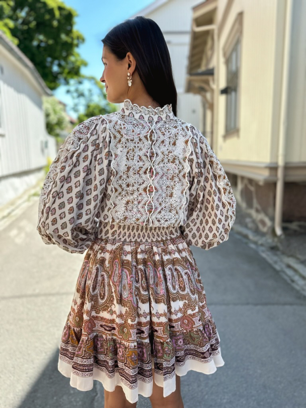 Cotton Slub Mini Dress - Paisley - Image 3