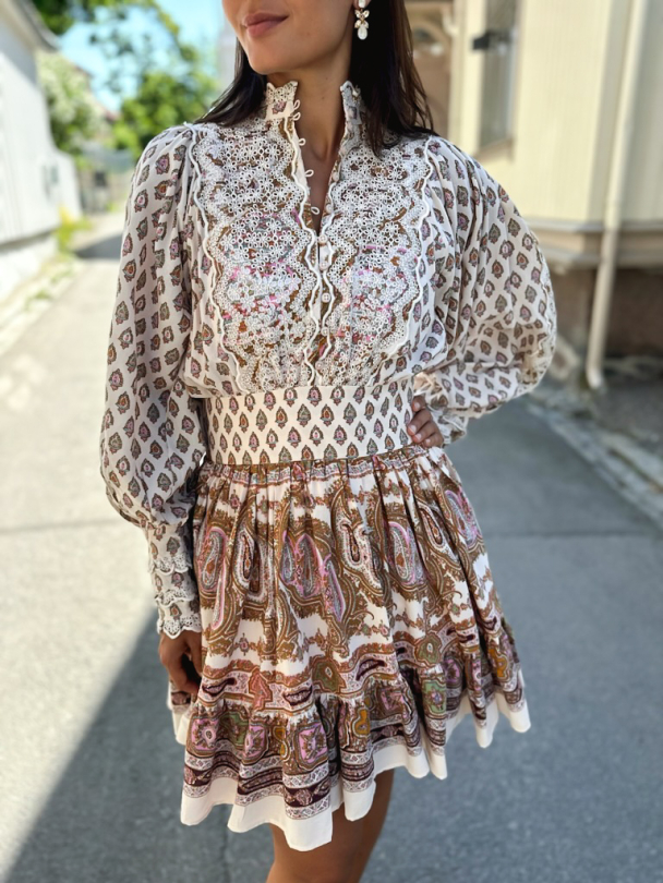 Cotton Slub Mini Dress - Paisley - Image 1