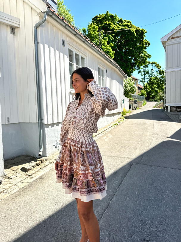 Cotton Slub Mini Dress - Paisley - Image 4