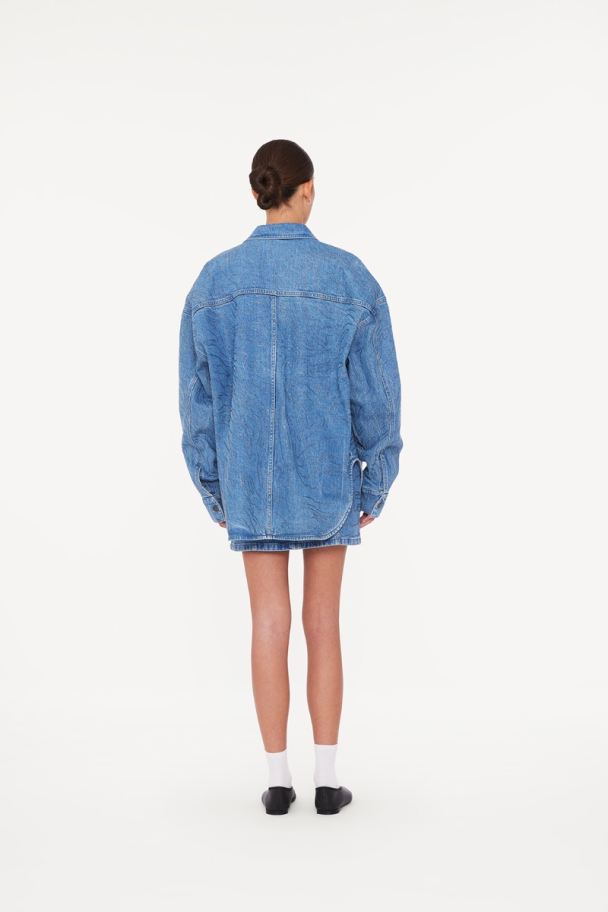 Rhinestone Denim Shirt - Light Blue Denim - Image 3