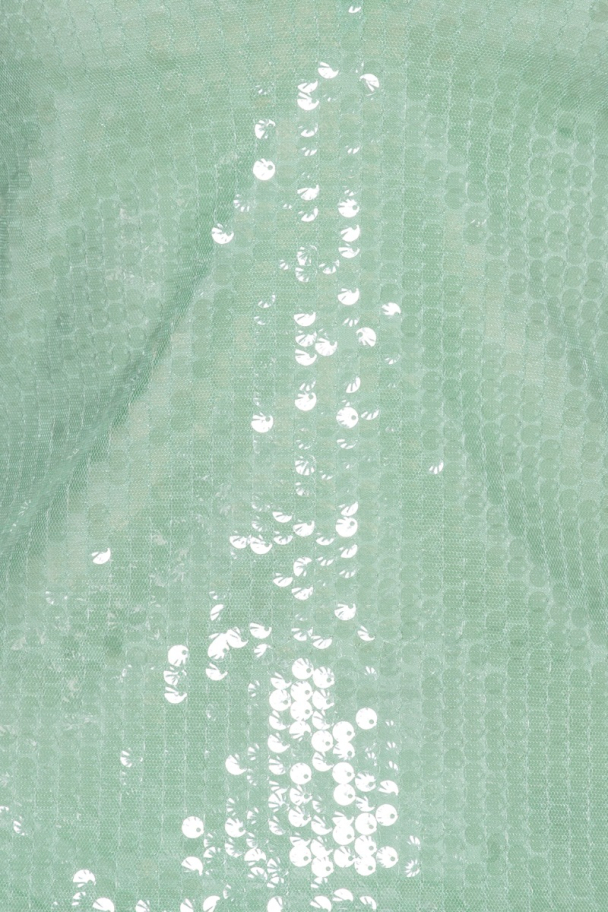 Sequins V-neck Top - Gossamer Green - Image 3