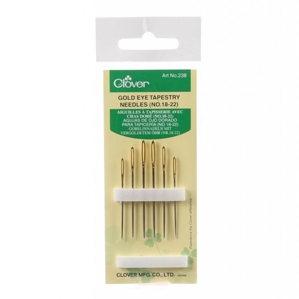 238 Clover Tapestry Gold Eye Needles Assorted Sizes 18-22 6ct