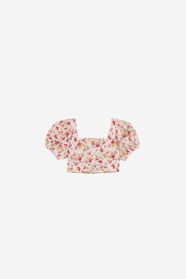 Linen Cropped Top - Mini Rosette - Image 2