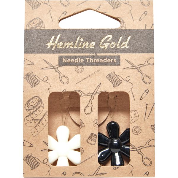 9383 HEMLINE GOLD N&Aring;LETR&AElig;DER BLOMST HVID & SORT SB