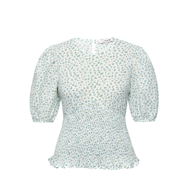 Dalena Blouse White and Green  |  Dalena Blouse White and Green fra A-View