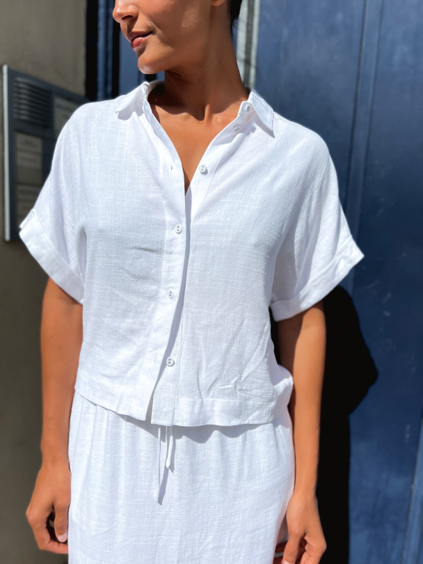 Viva Cropped Sun Shirt - Snow White - Image 1