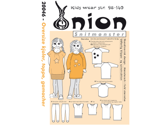 20046  ONION KIDS OVERSIZE KJOLER, TOPPE, GAMACHE