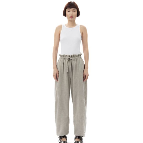 Light Melange Suiting Elasticated Waist Pants