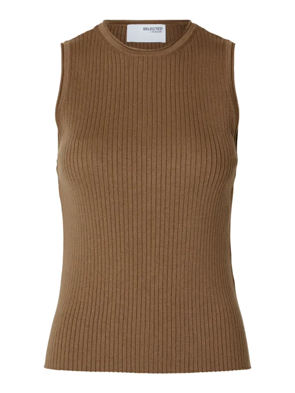 Lydia O-neck Knit Top - Coca Mocha