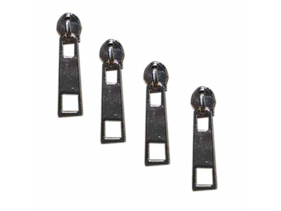 PUL/SLV  Silver Zipper Pulls, Pack of 4