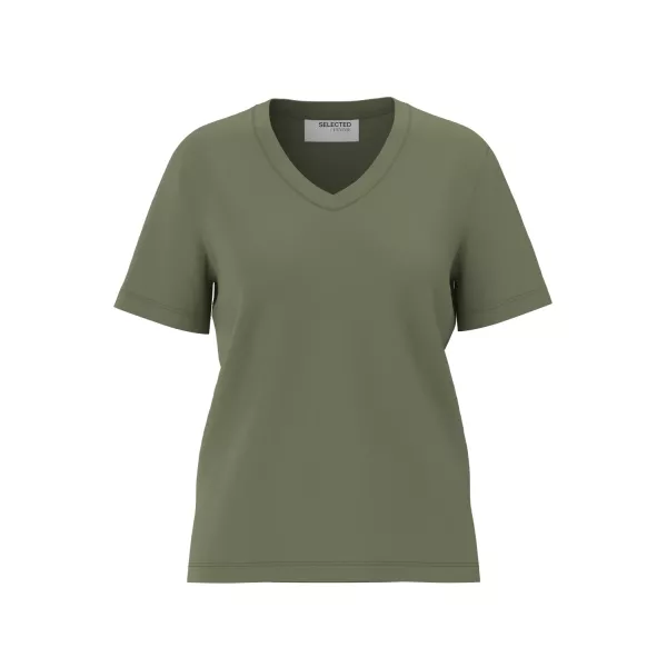 Essential  V-Neck Tee - Olivine