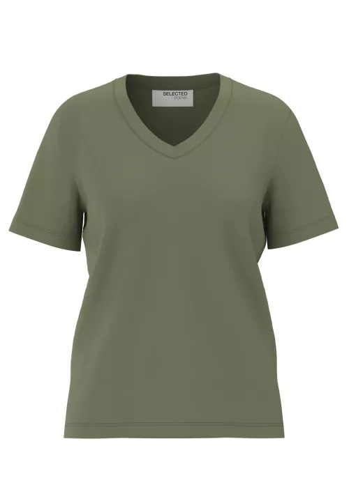 Essential  V-Neck Tee - Olivine