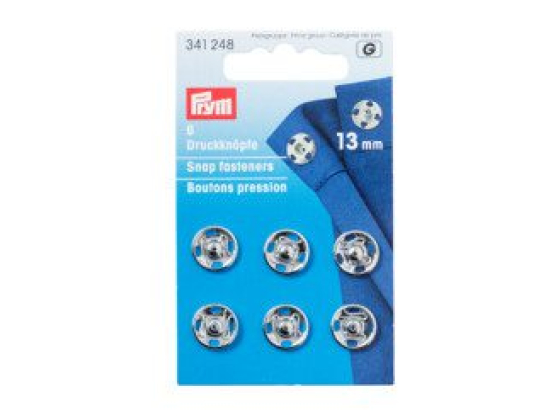 341248  TRYKknapper13 MM SØLV (6 STK)