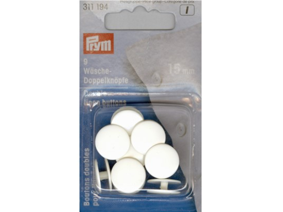 311194 DOBBELTKNAPPER HVID 15 MM (9 STK)