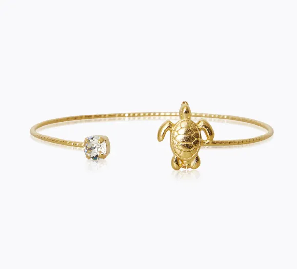Turtle Bracelet Gold Crystal