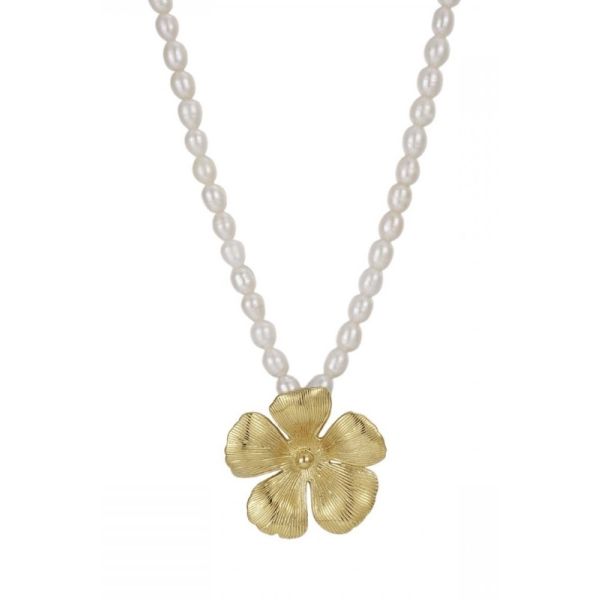 Blossom Pearl Necklace Gold 