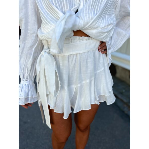 Linen Skirt Shorts - White