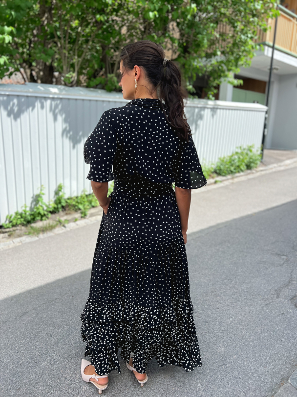 Long Frill Dress - Black Dot - Image 4