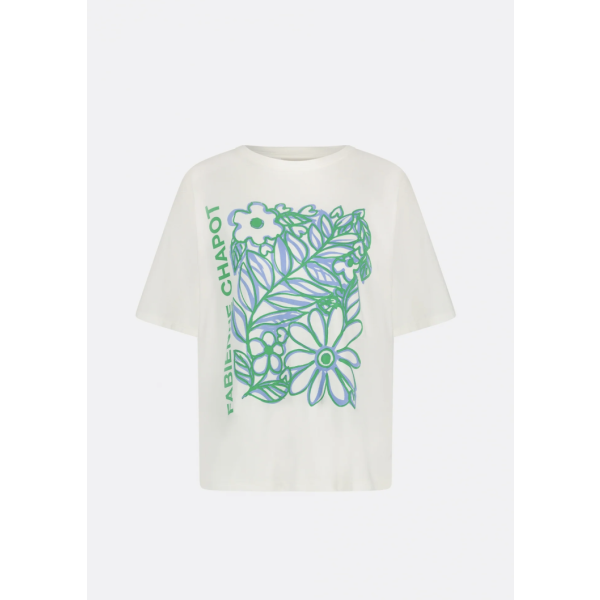Fay Bloom Green T-shirt Cream White/Green | Fay Bloom Green T-shirt Cream White/Green fra Fabienne Chapot