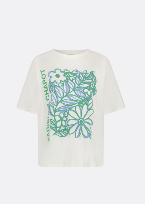 Fay Bloom Green T-shirt Cream White/Green | Fay Bloom Green T-shirt Cream White/Green fra Fabienne Chapot