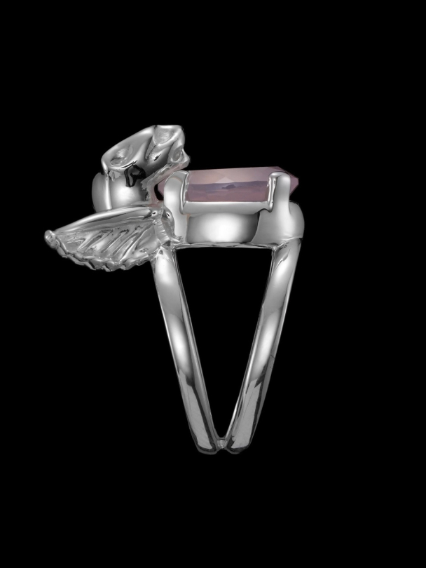 Gargoyle Ring - Silver - Rose Quartz - Image 2