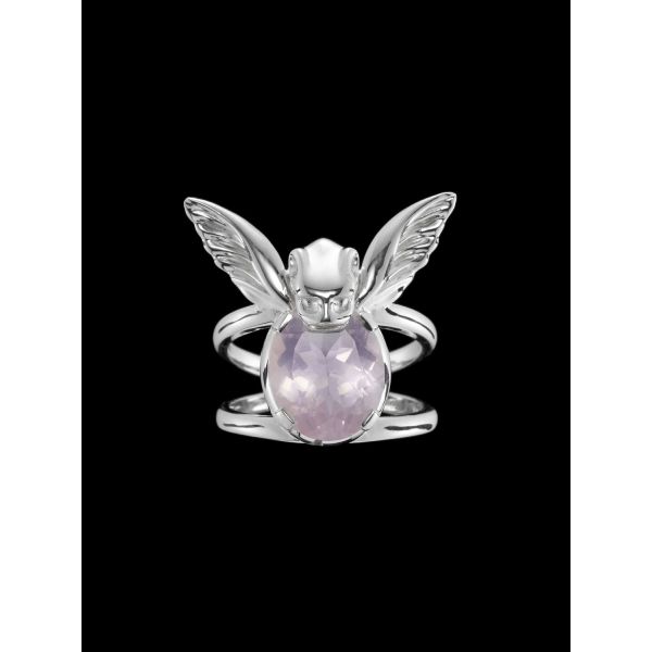 Gargoyle Ring - Silver - Rose Quartz