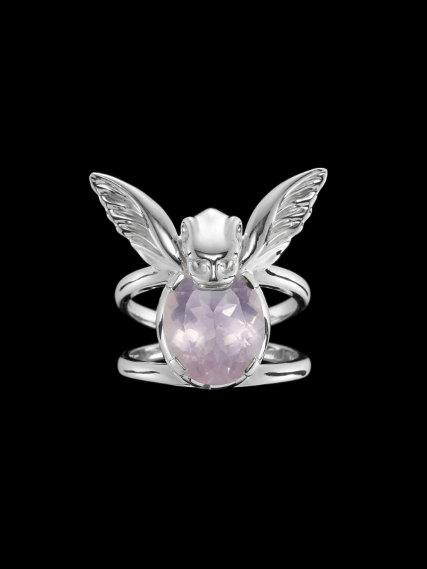 Gargoyle Ring - Silver - Rose Quartz - Image 1