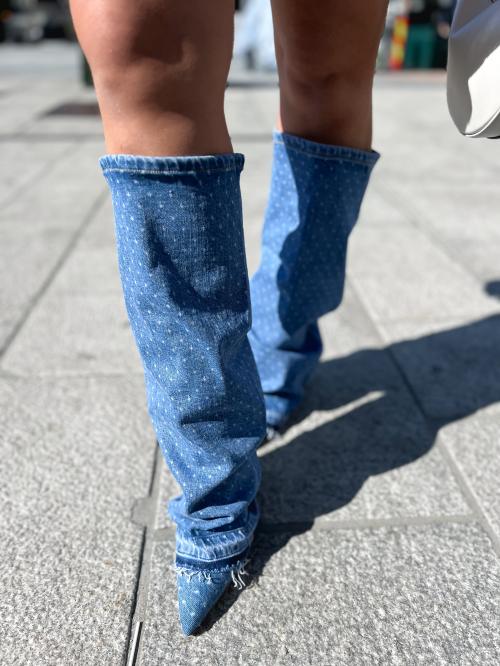 Anie Dotted Denim - Dusty Blue