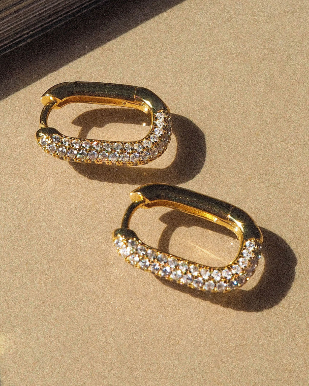 LUV AJ Pave Chain Link Hoops - Image 1