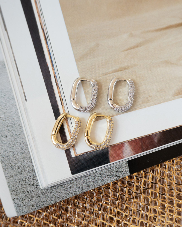 LUV AJ Pave Chain Link Hoops - Image 3