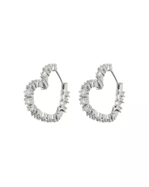 LUV AJ Diamond Heart Bijoux Hoops