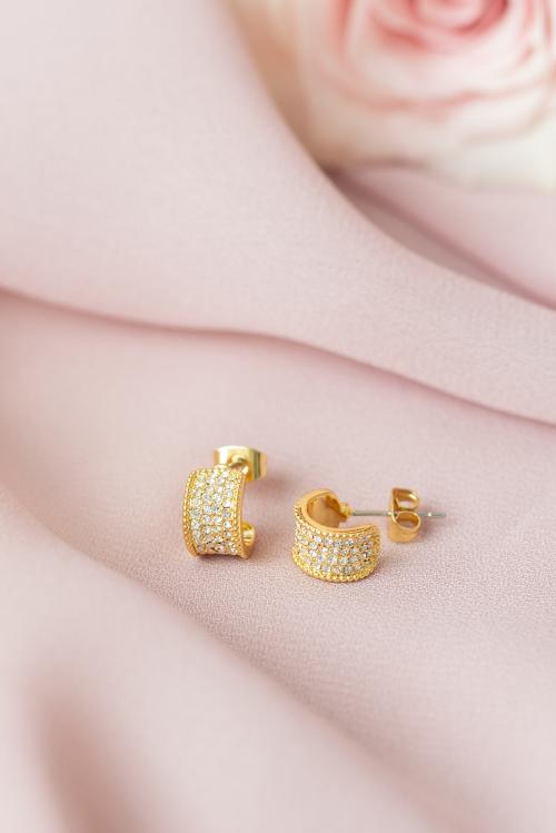 Lucie Earrings Petite - Gold/Clear