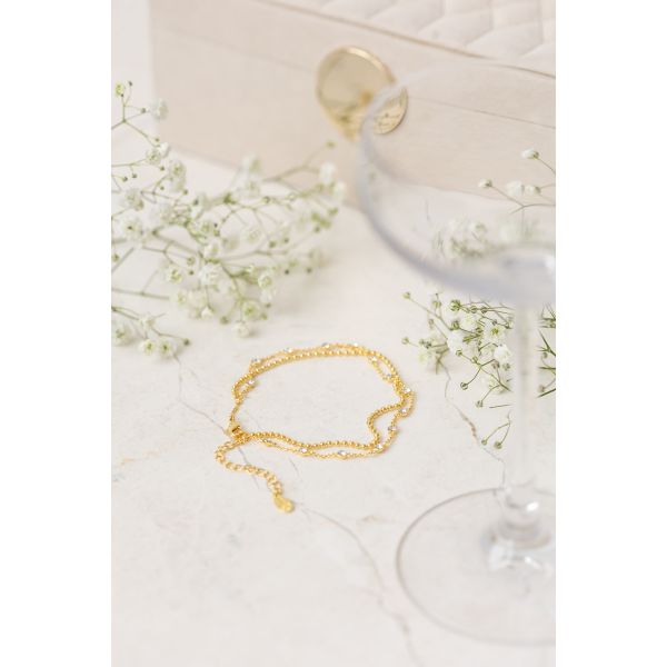 Double Crystal Anklet - Gold/Crystal