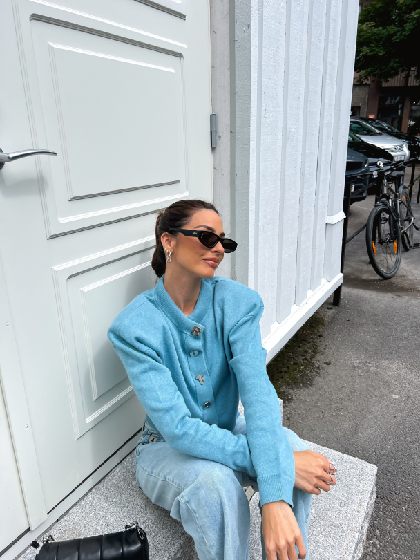 Firm Knit Cardigan - Blue Topaz - Image 9