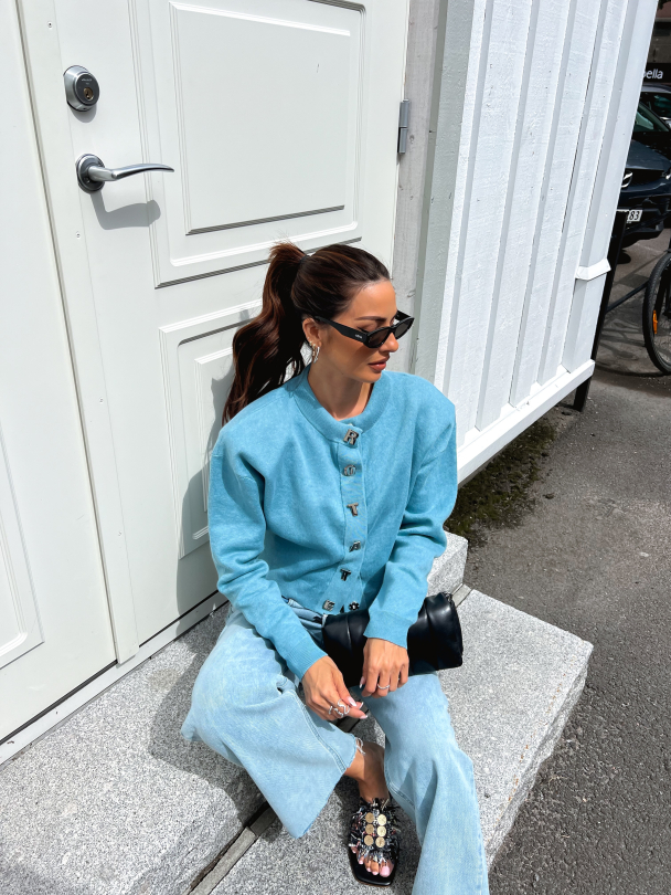 Firm Knit Cardigan - Blue Topaz - Image 10