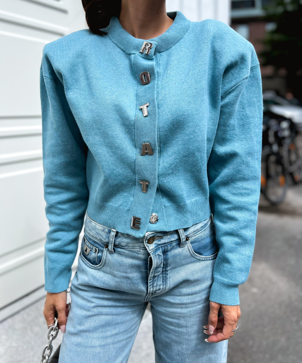 Firm Knit Cardigan - Blue Topaz - Image 1