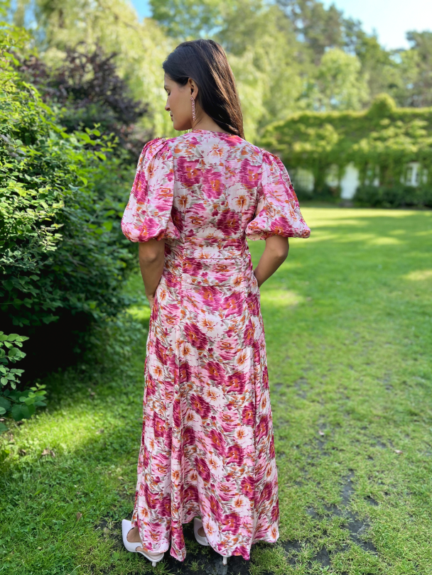Crepe Satin Rouching Gown - Blushed Blossom - Image 4