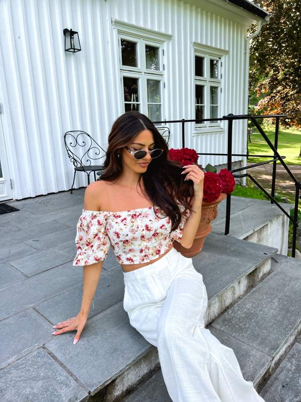 Linen Cropped Top - Mini Rosette - Image 3